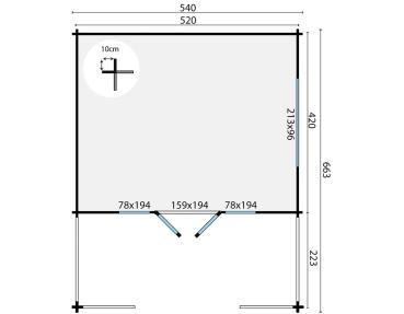 Gartenhaus Nottingham 540x663 cm